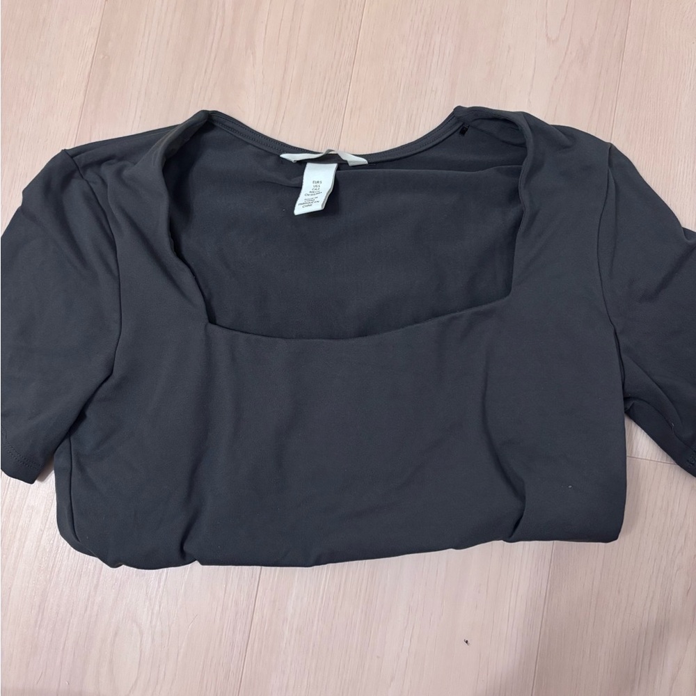 H&M Black Square Neck Blouse
